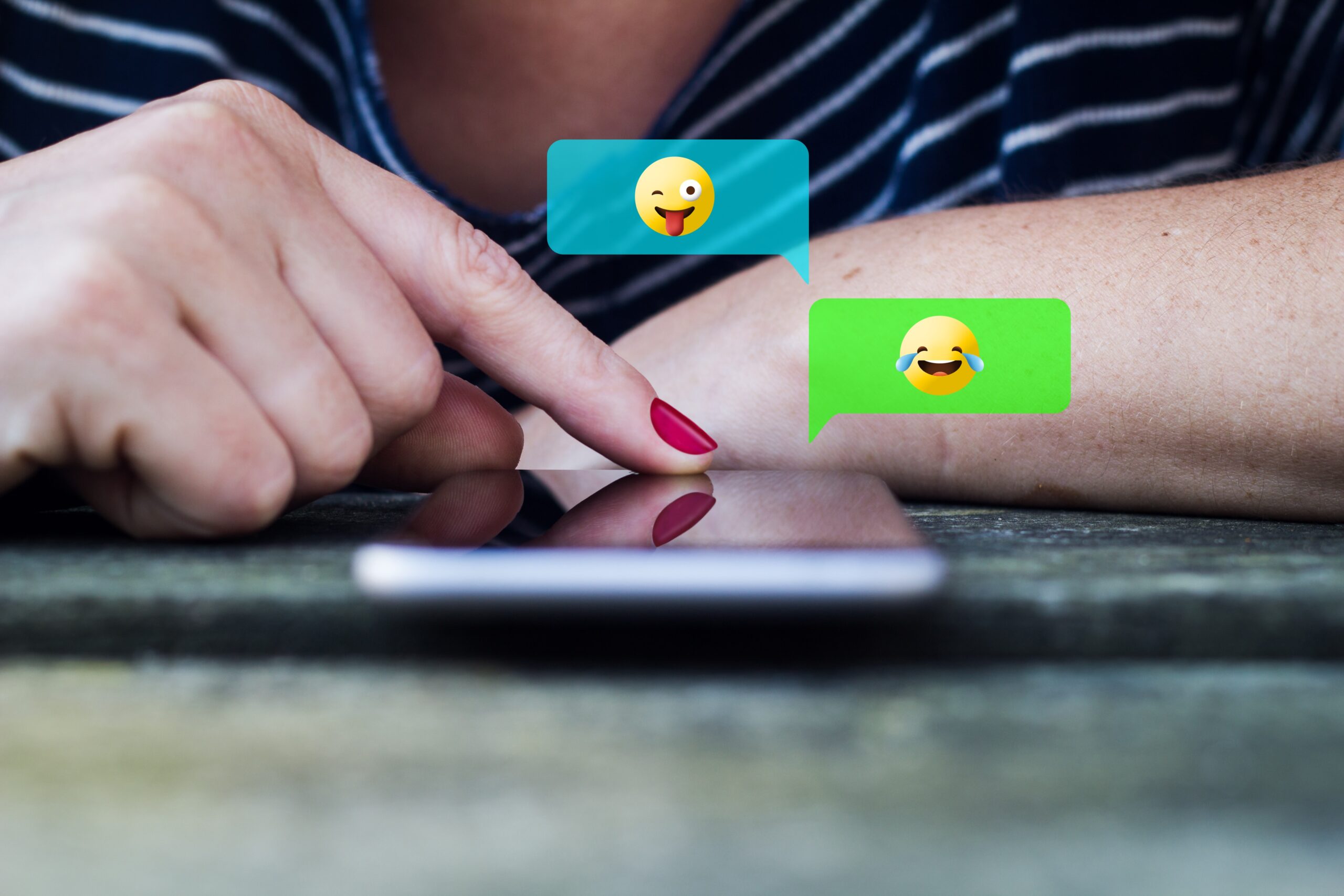 Text message conversation of emoji back and forth