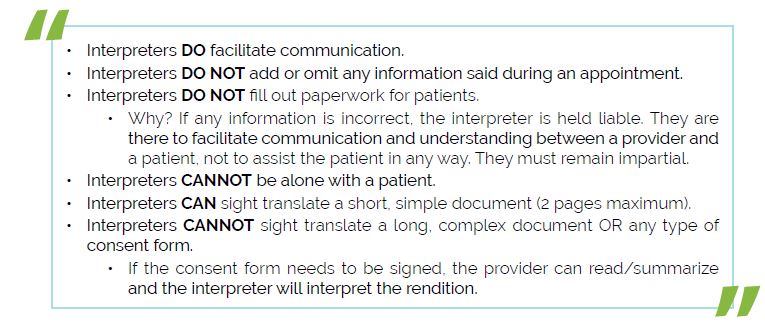 Medical Interpreters do and don't