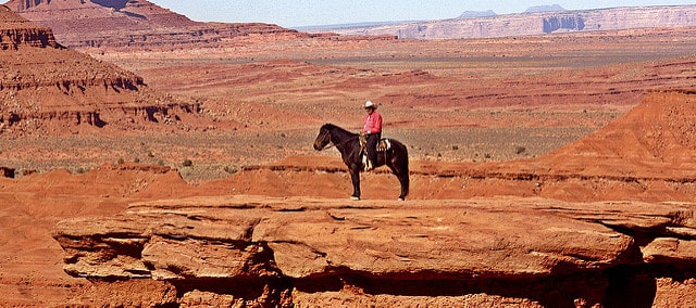 Native American Navajo riding a horse in Arizona