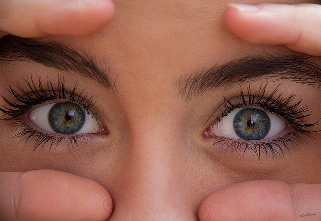 Close up of green blue eyes