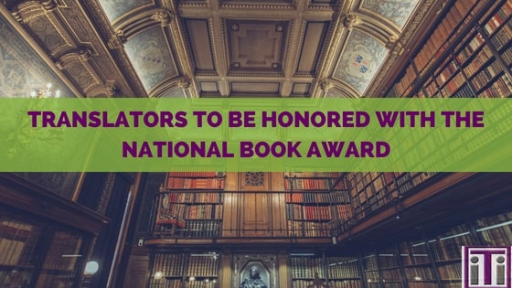 translators to be honored with the national book award. library in background of title photo