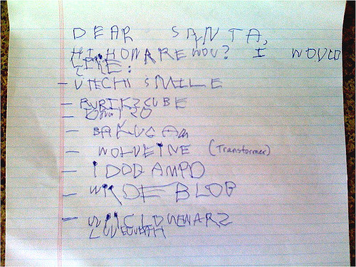 Childs letter to santa