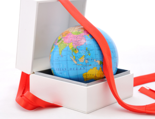 globe inside of a gift box