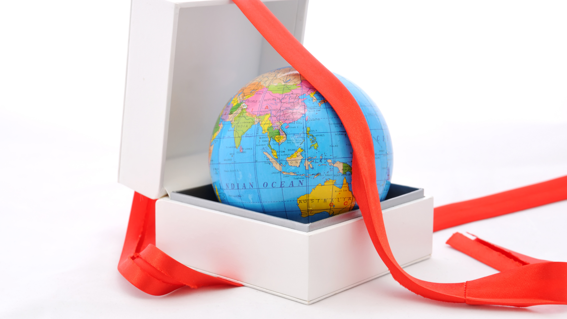 globe inside of a gift box